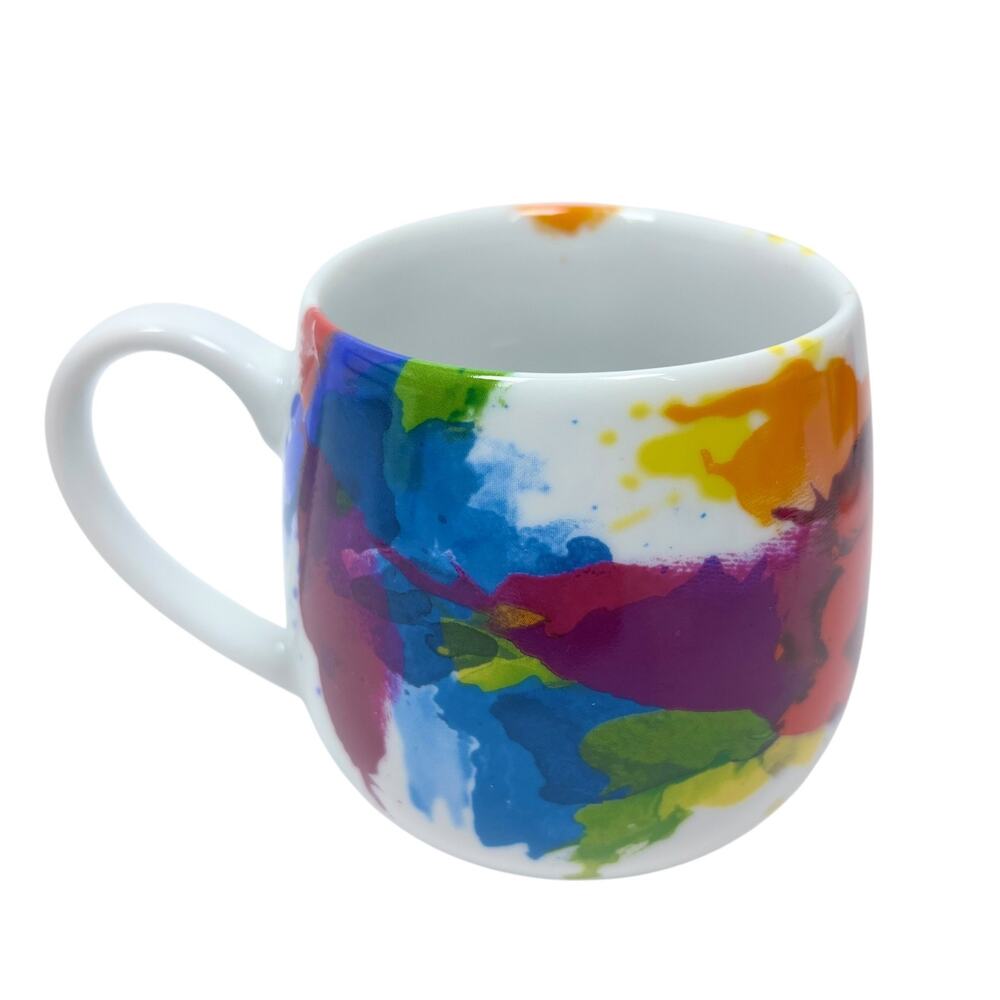 NWOT Konitz Germany Coffee Mugs Tea Cups Lot 4 Rainbow Watercolor Splash Round - Picture 6 of 7